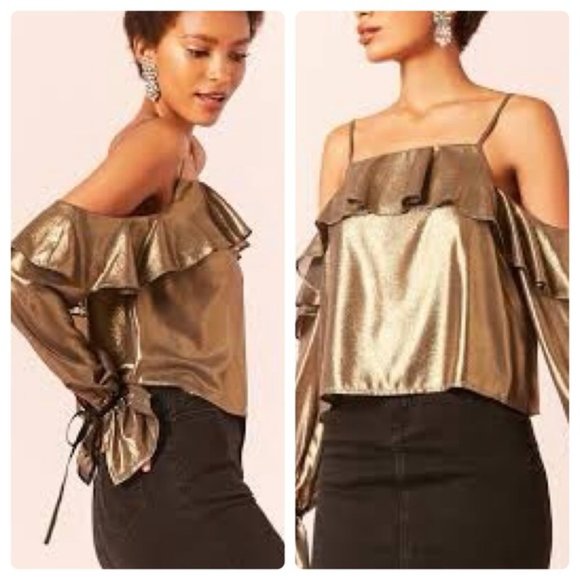 Cold Shoulder Metallic Top - Picture 4 of 5